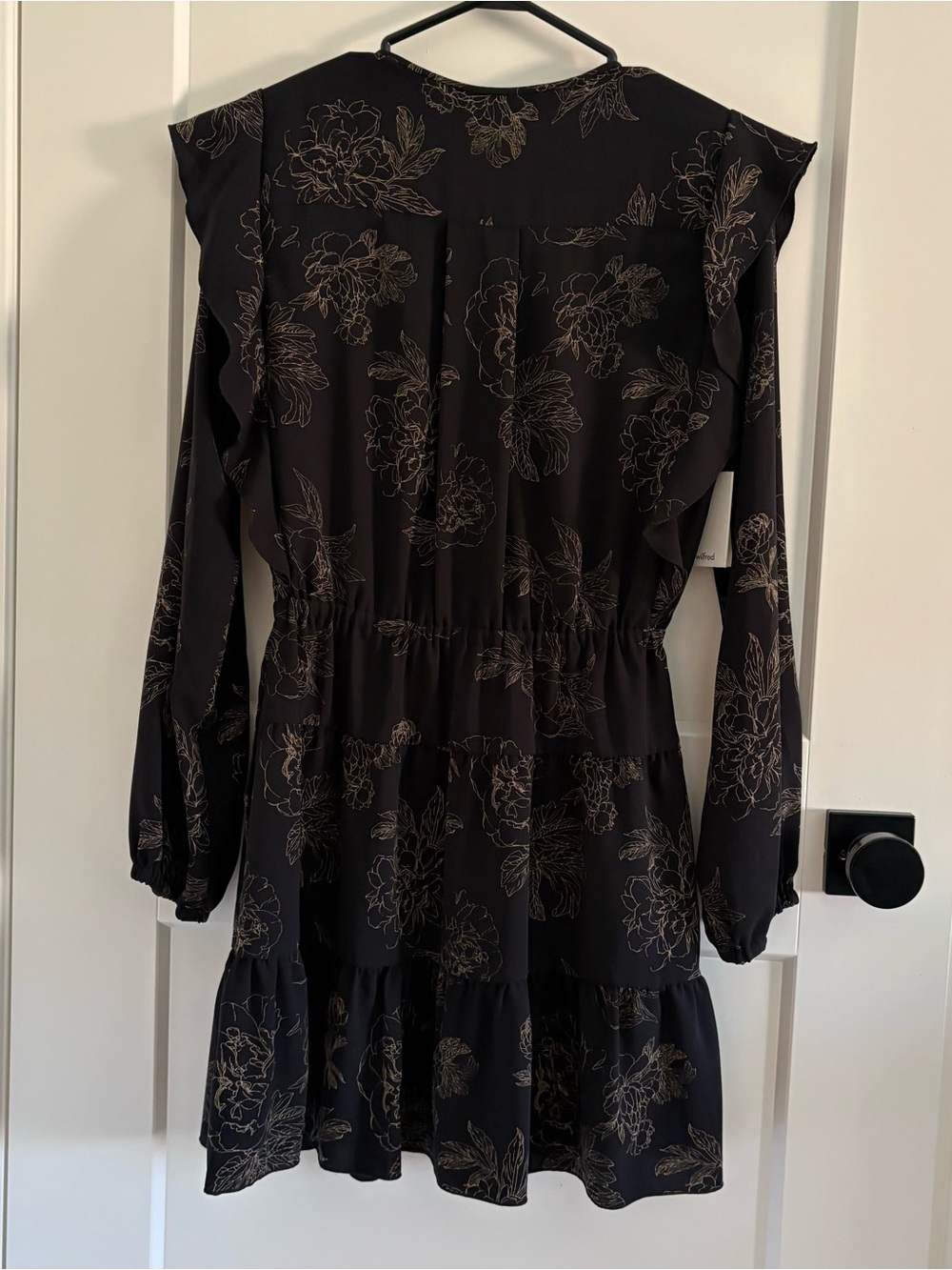 NWT - Aritzia Wilfred Marvelle Black Vinland Floral Ruffle Mini Dress – Size S - Picture 8 of 12